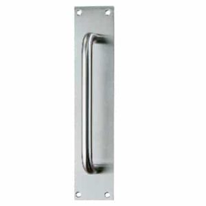 Mha 857 Pull Handle On Square Plate Brushed Stainless Steel