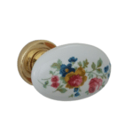 Poggi & Mariani EPOQUE Door Knob Polished Brass and White Decorated Porcelain