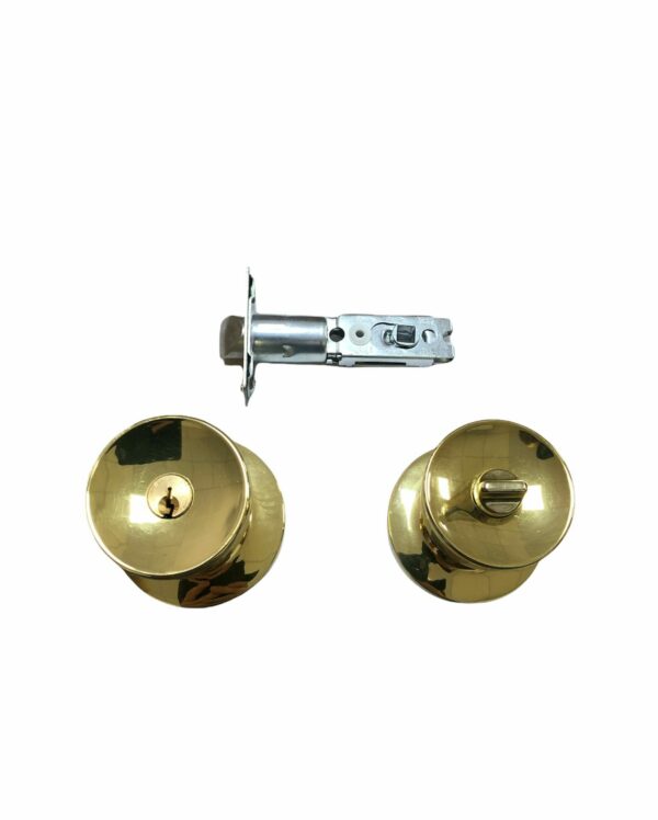 Tesa TULIPA Series 3500 Entrance Door Knobset Polished Brass - Image 3