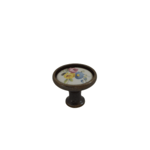 Gem PP.92 Furniture Knob 30mm Bronze and Bouquet Fantasia Decorated Porcelain