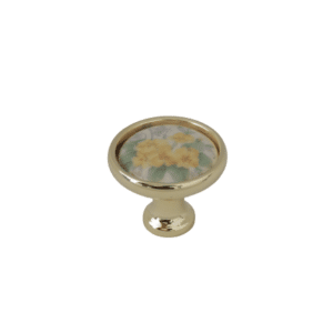 Gem PP.92 Furniture Knob 30mm Polished Brass and Bouquet Primavera Decorated Porcelain