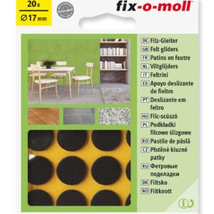 Fix-O-Moll Felt Gliders Self Adhesive 17mm Brown Pack of 20