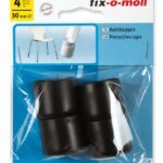 Fix-O-Moll End Caps For Tubes 30mm Black Pack of 4
