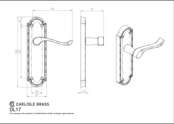 Carlisle Brass Ashtead Door Handle 57mm Brass - Image 2